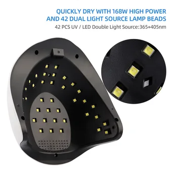84W Puternic Unghii Lămpi de Mare Putere Gel Lampa de 42 de led-uri Lămpi UV Rapid de Întărire de Unghii Uscător de 2 Mâini și Timer Senzor Inteligent de Instrumente de Unghii