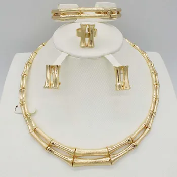 Dubai aur seturi de bijuterii pentru femei africane margele colier set ethipoian nunta bijuterii set nigerian moda cercei inel