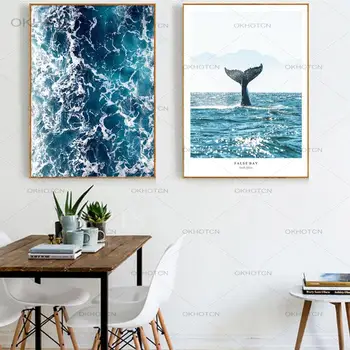 Nordic Ocean Arta De Perete Valurile Oceanului Balena Coada Postere Si Printuri Canvas Peisaj Marin Pictura Picturi Moderne Pentru Living Decorul Camerei
