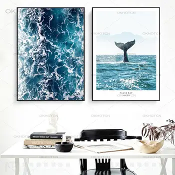 Nordic Ocean Arta De Perete Valurile Oceanului Balena Coada Postere Si Printuri Canvas Peisaj Marin Pictura Picturi Moderne Pentru Living Decorul Camerei