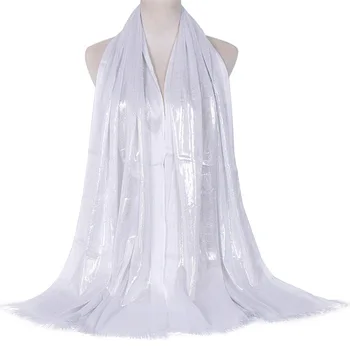 2021 Femei Vara Lurex Sclipici Shimmer Eșarfă Moda Simplu Solid Strălucitor Eșarfe, Șaluri Musulmane Hijab Folie de Pashmina Furat 180*63Cm