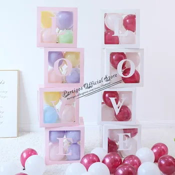 1set 4buc balon cutie DIY Cutie Transparentă baloane decor BABY LOVE Blocuri copil de dus provizii Petrecere de nunta decor 1 Ziua