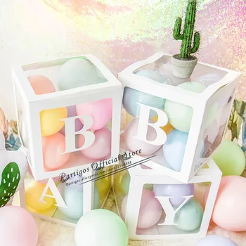 1set 4buc balon cutie DIY Cutie Transparentă baloane decor BABY LOVE Blocuri copil de dus provizii Petrecere de nunta decor 1 Ziua
