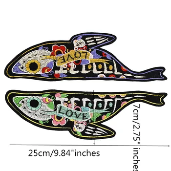 10pieces Moda Dragoste Pește Broderie Patch-uri Tesatura de Fier pe Insigne Haine Aplici Autocolant Decorate Consumabile de Cusut TH1302
