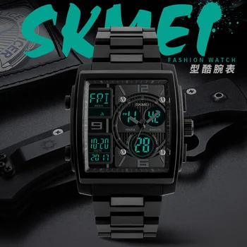 SKMEI Men Sport Ceas de mana Dual Display Digital Quartz Multifunctional Numărătoarea inversă Ceas rezistent la apa Bărbați Ceasuri Relogio Masculino