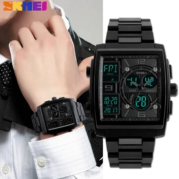 SKMEI Men Sport Ceas de mana Dual Display Digital Quartz Multifunctional Numărătoarea inversă Ceas rezistent la apa Bărbați Ceasuri Relogio Masculino