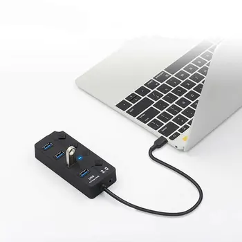 4 Porturi USB 3.0 Hub 5Gbps de Mare Viteză Pe Întrerupător Tableta Transferul de Date Cu Butonul Adaptor de Alimentare Pentru PC, Laptop UE NE-a UNIT AU Plug