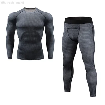 Noi Termică set de lenjerie de corp pentru Bărbați îmbrăcăminte de brand de Compresie lenjerie sport uscare Rapida costum de jogging Iarna cald MMA lenjerie