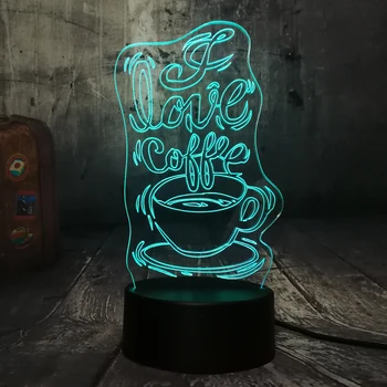 Timp de cafea Frumos 3D Lumina de Noapte LED Multicolor 7 Culori de Agrement Bar Decor Acasă Copil Jucărie de Crăciun, Ziua de naștere lampa Picătură de Transport maritim
