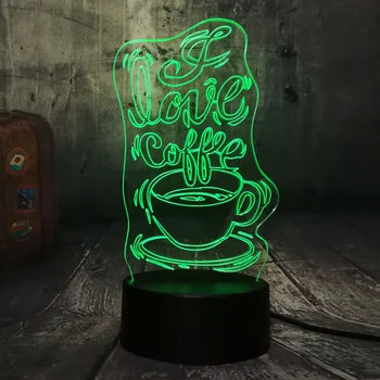 Timp de cafea Frumos 3D Lumina de Noapte LED Multicolor 7 Culori de Agrement Bar Decor Acasă Copil Jucărie de Crăciun, Ziua de naștere lampa Picătură de Transport maritim