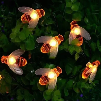 20/50 LED-uri Drăguț Miere de Albine 5m/10M Lampa Solara LED-uri de Putere Șir de Lumini de Basm Solare Ghirlande Grădină Crăciun Decor pentru Exterior cu LED