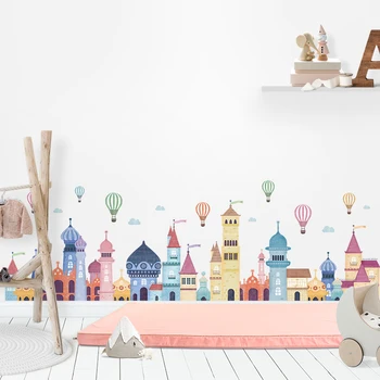 Detașabil Nordic Desene animate Castelul de Autocolante de Perete pentru camera Copii de Grădiniță Grădiniță de Perete Decalcomanii de Vinil autoadeziva PVC picturi Murale