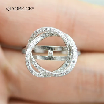 QIAOBEIG diy accesorii accesorii ziron de montare a inelului de argint 925 cuib de pasăre deschide inel reglabil potrivit pentru perla mare șirag de mărgele R3381