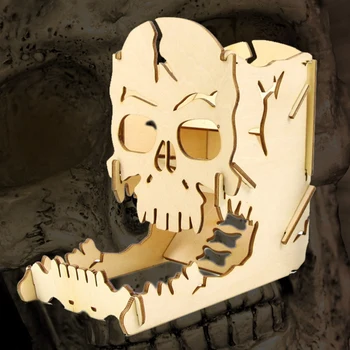 Craniul Turn de Zaruri din Lemn de Craniu de Sculptură Zaruri Ușor cu Role Cutie pentru RPG Jocuri