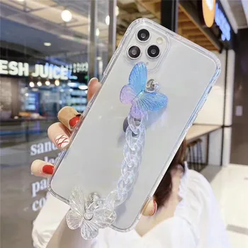 3D Sclipici transparent fluture caz telefon moale pentru Samsung Galaxy A70 A70S A70E A80 A90 5G A51 A71 A41 A21 A21S A31 A11 acoperi