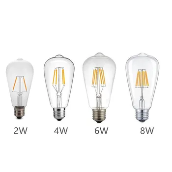 4buc/lot Edison Bec LED Lumina ST64 Cald/Alb Rece 2W/4W/6W/8W Retro Edison Lampă cu Incandescență Sticlă Clară Shell 360 de Grade Unghi