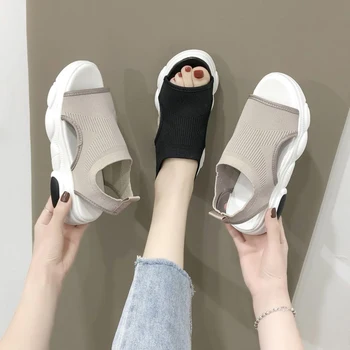 Femei Brand Sandale de Vară 2020 Nou Pantofi de sex Feminin, Femeie de Vara Confort Wedge Sandale de Doamnelor Alunecare pe Lumina Pantofi Plat Sandalias