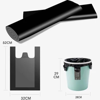 Negru de Unică folosință Sac de Gunoi din Plastic Robust Tricou Saci Îngroșat Pungi Durabil 50Pcs DC120