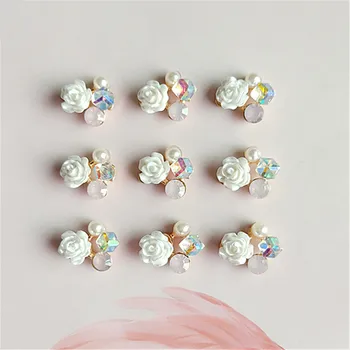 10 buc/lot Cub Stras Pearl Diamond Floare Butonul Aliaj de Bijuterii Accesorii DIY Manual de Păr Accesorii de Îmbrăcăminte, Saci