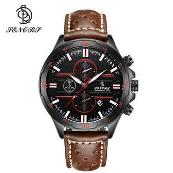 Domnilor Casual Sport Cuarț Ceasuri pentru Barbati Brand de Top de Lux Militare Negru din Piele Ceas de mână, Bărbat Ceas de Moda