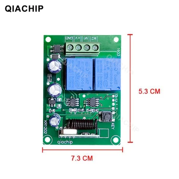 QIACHIP 433Mhz RF Wireless Comutator 12V DC 2CH Releu Modul Receptor + Telecomanda Pentru Motor de curent continuu Poarta Garaj Controller