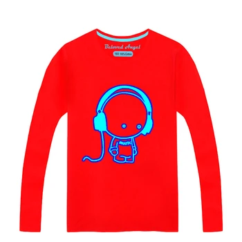 Iubite Înger Copii Copii Luminos tricou Maneca Lunga T-shirt Pentru Fete Baieti Negru Roșu Albastru Culoare Copil Desene animate Tees Pentru 3-15T