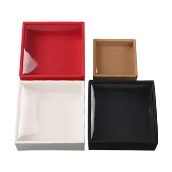 10buc PVC transparent cu Capac Alb/Rosu/Negru/Hârtie Kraft Cutie de Săpun Manual Bomboane de ciocolată biscuit cutii pentru petrecerea de nunta cadou folie