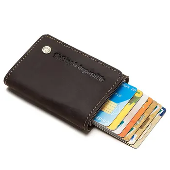 RFID Anti-furt Inteligent Portofel Subțire Carte de IDENTITATE a Titularului de Piele Automat Metal Solid Banca Titularului Cardului de Credit de Afaceri, Mini-2020
