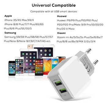Suptec Portabil Dual USB Încărcător de 5V 2.4 a Pentru iPhone X 8 7 6 Încărcător UE Plug Rapid Încărcător de Perete pentru Samsung S8 Nota 8 Xiaomi Mi 8