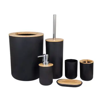 6pcs/set Titularul Periuta de dinti Kit articole de Toaletă Consumabile Practice apa de Gura Cupa Gunoi de Baie din Bambus Si Lemn