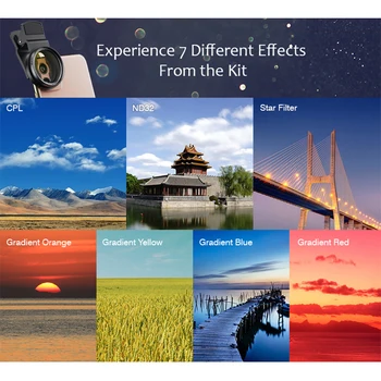 APEXEL 0.45 x Lățime aparat de Fotografiat Macro Telefon Filtre Kit Lens 37mm Filtru CPL+Grad Filtru Portocaliu Pentru Huawei/Iphone Moblile Telefon Filtre