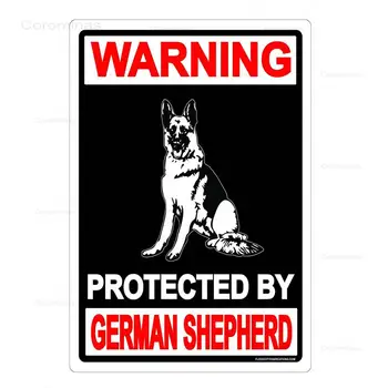 Avertisment: Protejat De Ciobanesc German. Epocă Semn De Metal Retro Tabla Clasică Câine Pictura Perete Decor Pentru Bar De Familie