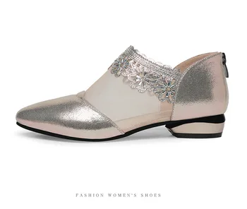 EFFGT 2019 nou sandale de vară a Subliniat Femei Elegante pantofi Dantelă Neagră Glezna Flori Toc mic cu fermoar flori sandale casual