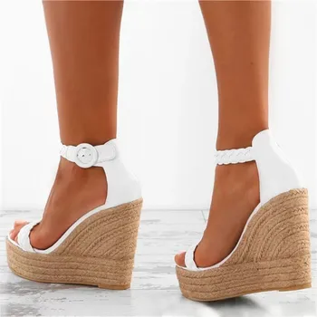 Aur alb de Vară Sexy Pantofi Platforma Pene Sandale cu Toc de Moda Deget de la picior Deschis Lift Femei Pompe de Sandale Plus Dimensiune 34-43