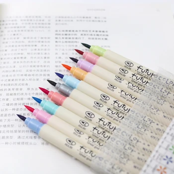 10 buc de Culoare moale perie stilou, pixuri Caligrafie pentru scriere marker semnătura Papetărie Școală de Artă Canetas escolar FB805