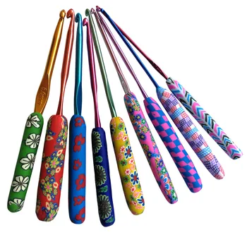 9pcs culoare aluminiu croche ac kit țese instrumente Cârlige și accesorii tricotat Croșetat cârlige țese Set de ace de tricotat