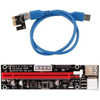 Ubit Negru 3in1 4pin 6pini PCI-E Coloană 103C Express 1X, 4x, 8x, 16x Extender USB Riser Card Adaptor SATA 15pin pentru Minerit BTC Miner