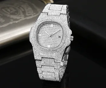 De Argint de lux Barbati Ceas Rochie de Afaceri Mens Ceasuri de Diamante din Oțel Inoxidabil Data Ceas reloj mujer Femei Cuarț Ceas de mână