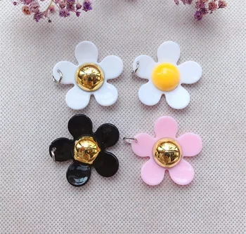 15buc Multicolor Cabochons daisy Spate Plat Rășină Flori Pentru Colier Breloc cu Pandantiv de a Face Accesorii DIY
