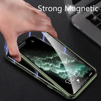 Magnetice Telefon Caz Pentru iPhone 11 Pro Max Cazul Cu Lentilă aparat de Fotografiat Magnet de Adsorbție Sticla Temperata Pentru iPhone 11 Pro Acoperi Coques