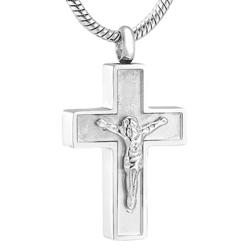 JJ001 Isus Cruce din Oțel Inoxidabil Memorial Urna Bijuterii Ține Cenușa Celor Dragi Suvenir de Incinerare Colier Pandantiv -Engravable