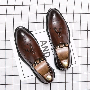Barbati Negru Rochie Mocasini Brand Casual Slip de pe Oxford Masculin Ciucure Domn Pantofi de Afaceri Britanic Stil de Bal Rochii Lungi de Seara