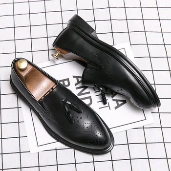 Barbati Negru Rochie Mocasini Brand Casual Slip de pe Oxford Masculin Ciucure Domn Pantofi de Afaceri Britanic Stil de Bal Rochii Lungi de Seara
