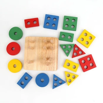 Colorate Forme Geometrice Potrivite Jucarii Pentru Copii de Învățare Timpurie Exercițiu Hands-on de Capacitatea Montessori Educative Jucarii din Lemn