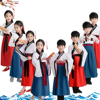 Copii Tradițională Chineză Haine Copii Fete Costume Vechi Dans Popular Hanfu Rochie Pe Scenă Băieții De Cultură Tang Costum