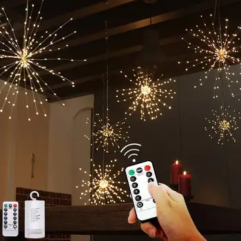 LED Zână Starburst Șir Lumina 200LEDs Agățat de Artificii Lumini Impermeabil Cupru Lumini Zână Grădină de Crăciun Acasă Decorare