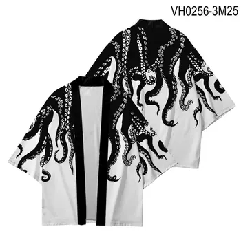 Stil Japonez Caracatiță Print Kimono Hip Hop Cardigan Straturi Harajuku Femei Casual Topuri Largi Streetwear Tricouri