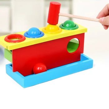 Din lemn de Culoare de Potrivire Montessori Piling Mână Ciocanul Mingea Caseta de Jucărie Părinte-copil Jucarii Interactive de Învățare Educative Jucarii pentru Copii
