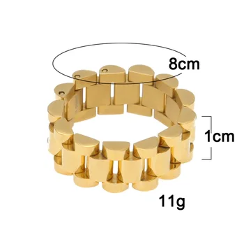 Calitate de Top Dimensiune 8-12 Hip Hop Trupa Inel Barbati Oțel Inoxidabil de Culoare de Aur Watchband Link-ul de Stil Inel