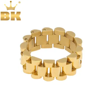 Calitate de Top Dimensiune 8-12 Hip Hop Trupa Inel Barbati Oțel Inoxidabil de Culoare de Aur Watchband Link-ul de Stil Inel